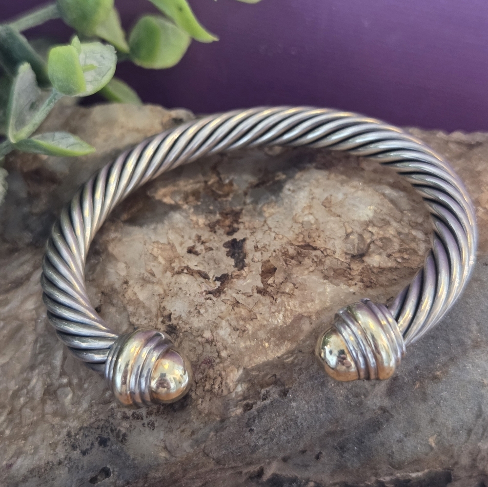 Authentic David Yurman 7mm Classic Cable Bracelet 14k And Sterling Silver- Sz- S